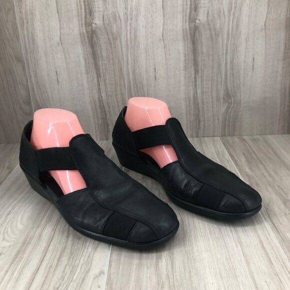 Aerosoles Sandals Womens 10 Black Leather Slip On Close Toe Shoes - Picture 3 of 11